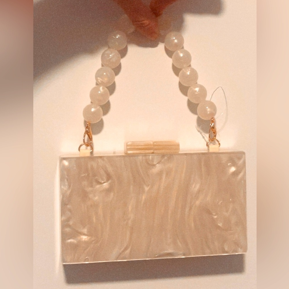 NWT White Marbled mini purse with Pearl Handle/Strap Taylor Swift TTPD inspired